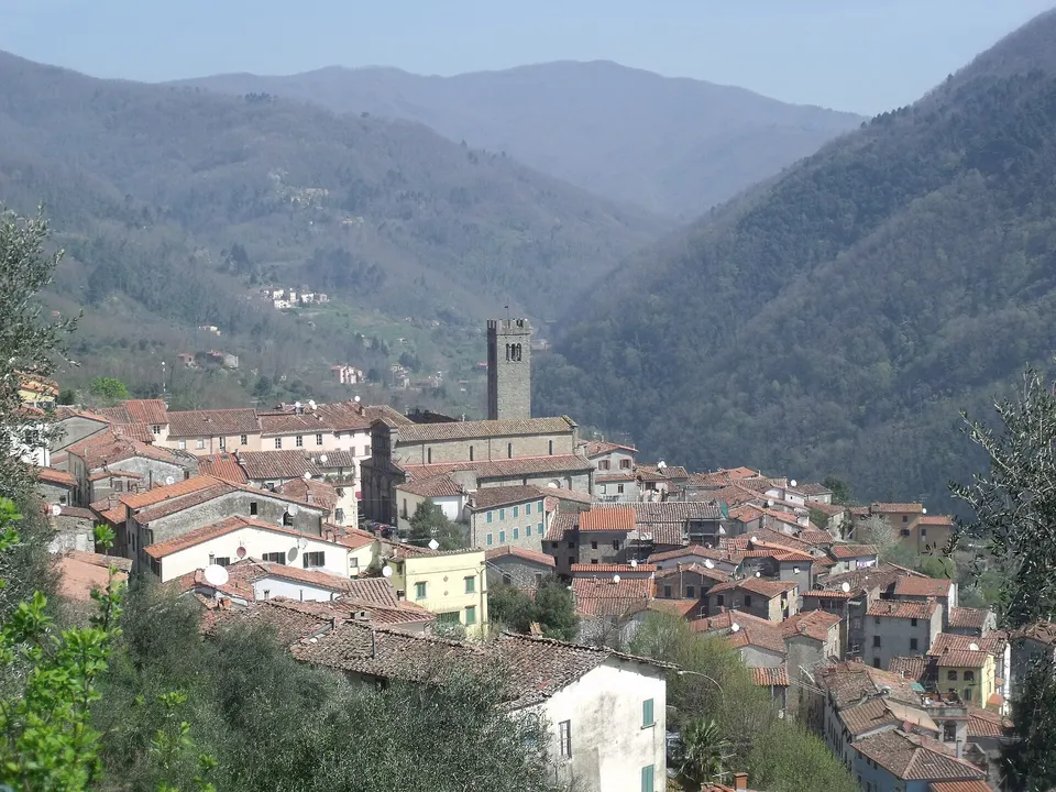 Panorama of Villa Basilica, Province of Lucca, Tuscany, Italy
