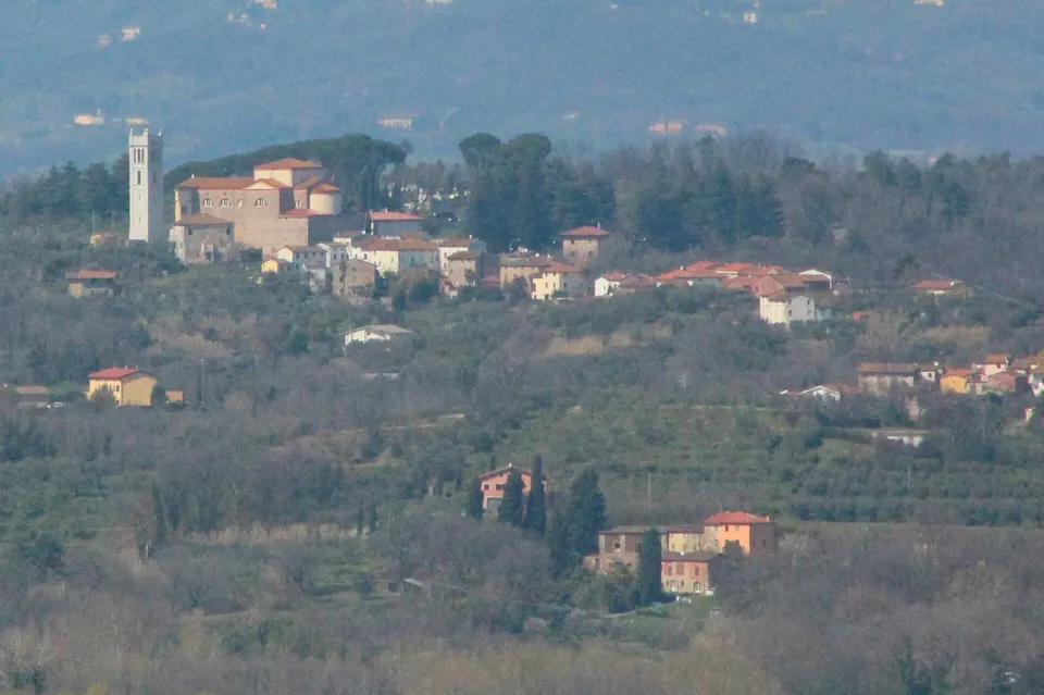 Panorama of San Ginese, hamlet of Capannori, Province of Lucca, Tuscany, Italy