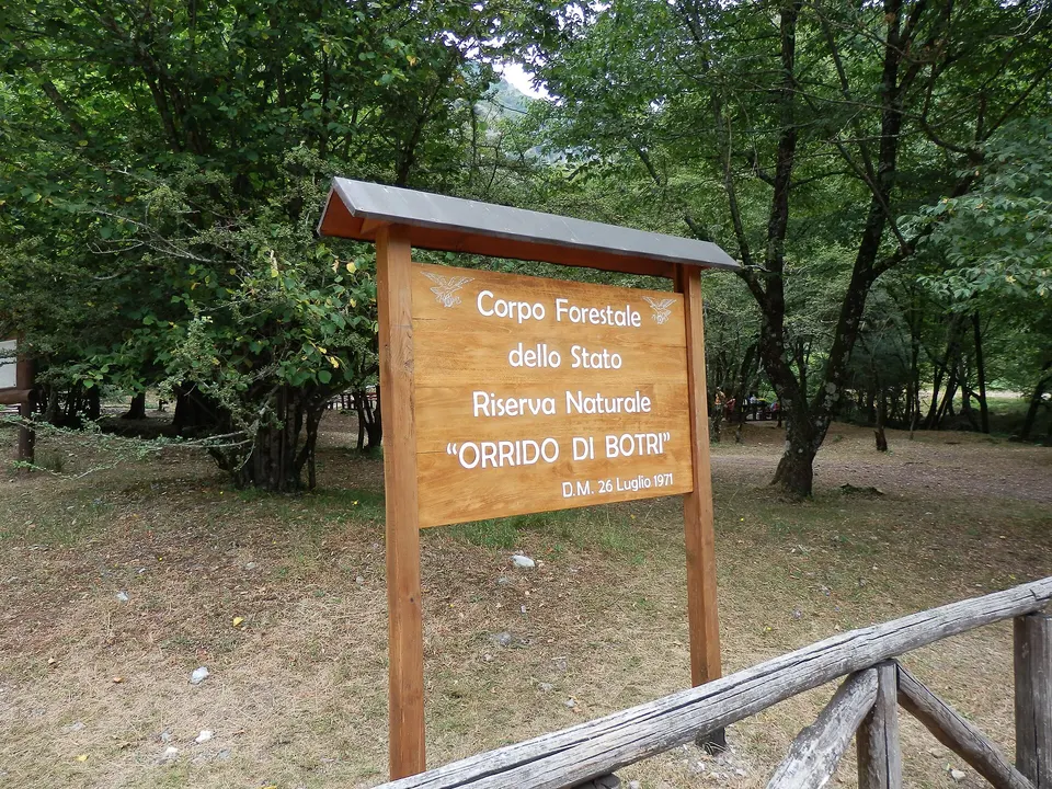 Nature reserve of the Canyon of Botri, in the Province of Lucca, Italy. Entrance