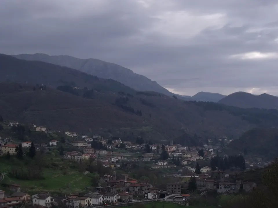 Panorama of Piazza al Serchio, Garfagnana, Province of Lucca, Tuscany, Italy